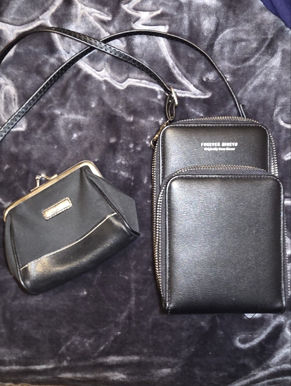 Women's Black Crossbody Bag with Coin Pouch